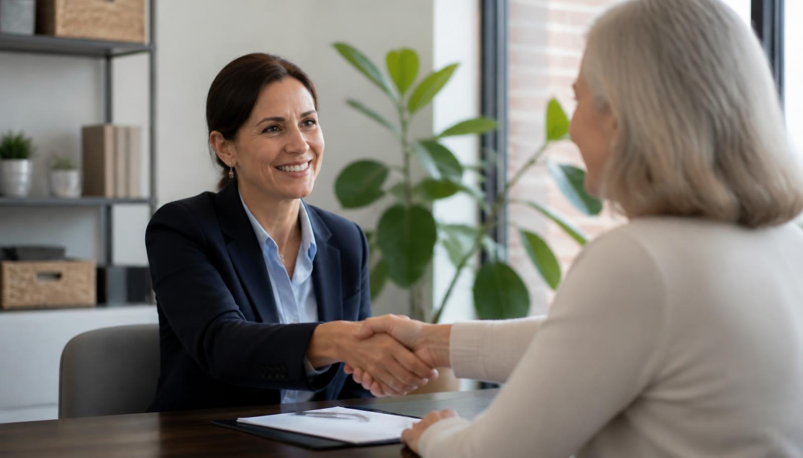 Consultant shaking hands with a client